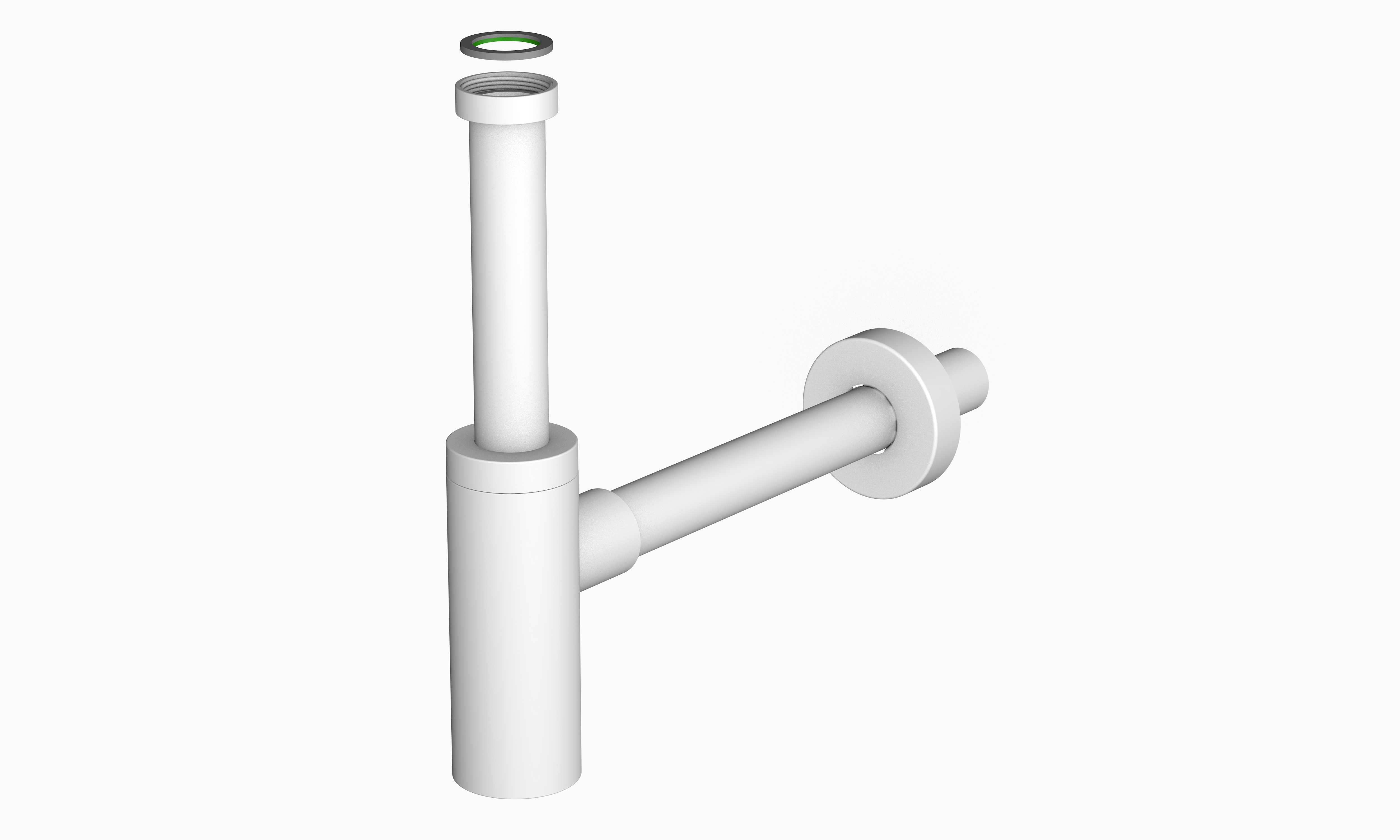 *DESIGN Sifon rund 5/4", weiß-matt *Achtung Pflegehinweise beachten!