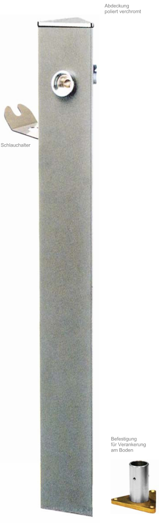 Alu Wasserzapfsäule "Duo" inkl.Schlauchhalter u.Bodenbef.-Sockel 