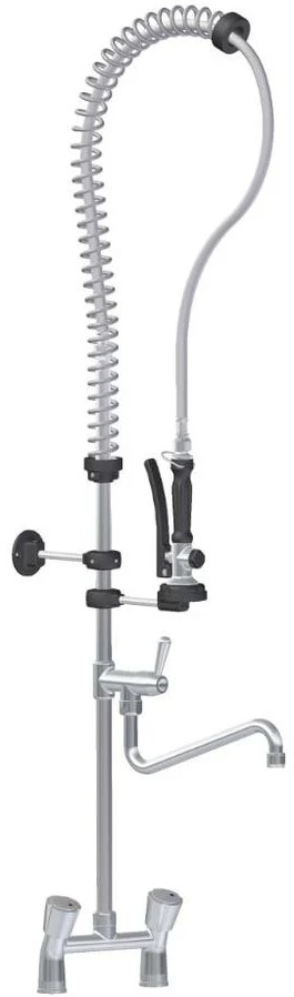 Spültisch Geschirrbrausegarnitur 2-Loch, 2-Griff, inkl.Auslauf Tischmontage, inkl.Montagezubehör, chrom 