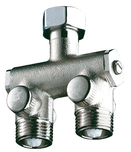 Mini Aufsatz Vormischventil, inkl.RV+Filter 1/2"ÜMx1/2"AG, Ms vernickelt 