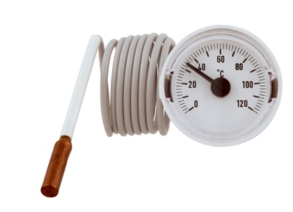 Thermometer 0-120°C 37mm m.Kapillarleitung 2000mm  Thermometer 0-120°C 37mm m.Kapillarleitung 2000mm