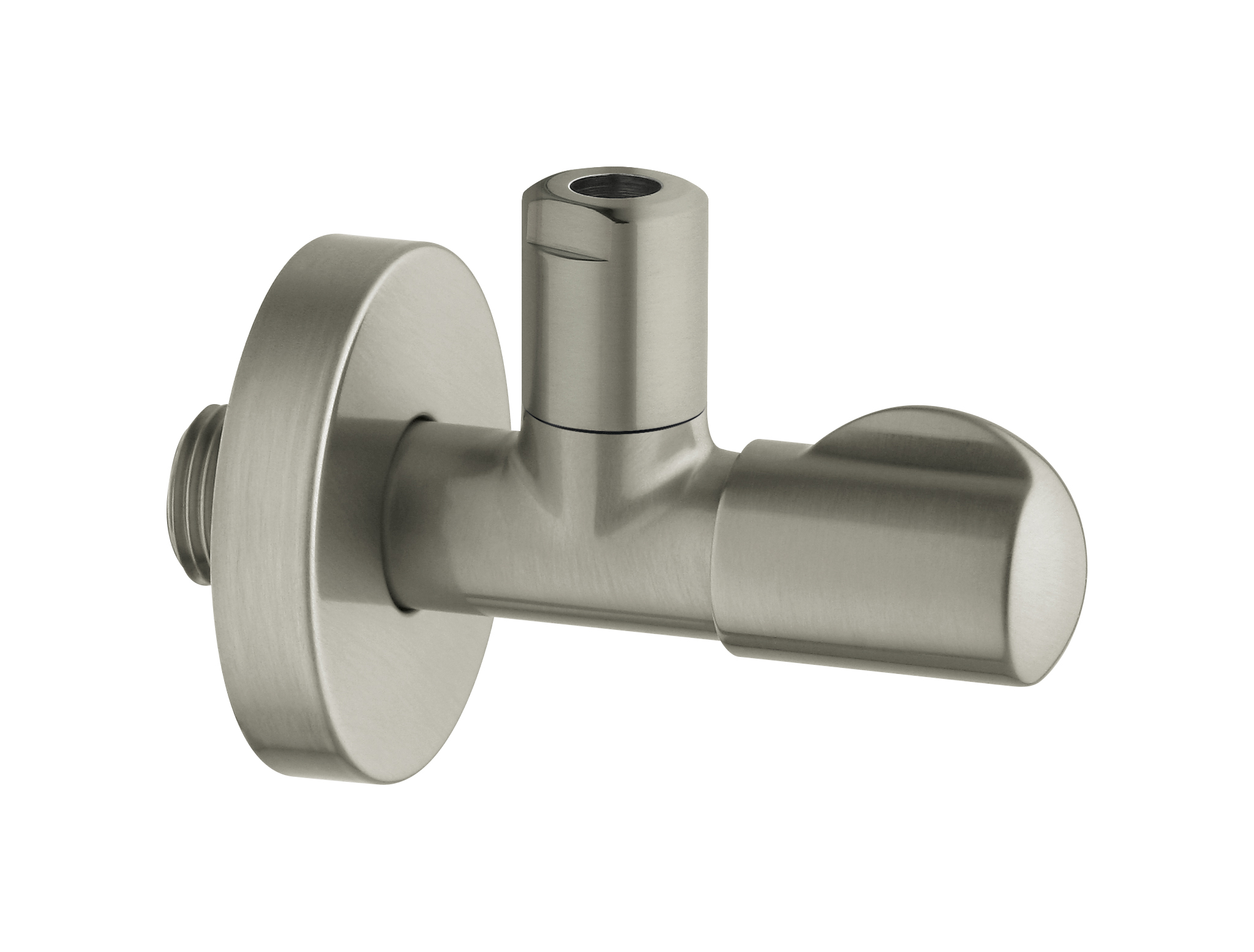 Design Eckventil "R" 1/2"x3/8"x10mm, MsNickel-gebürstet-optik *Achtung Pflegehinweise beachten!