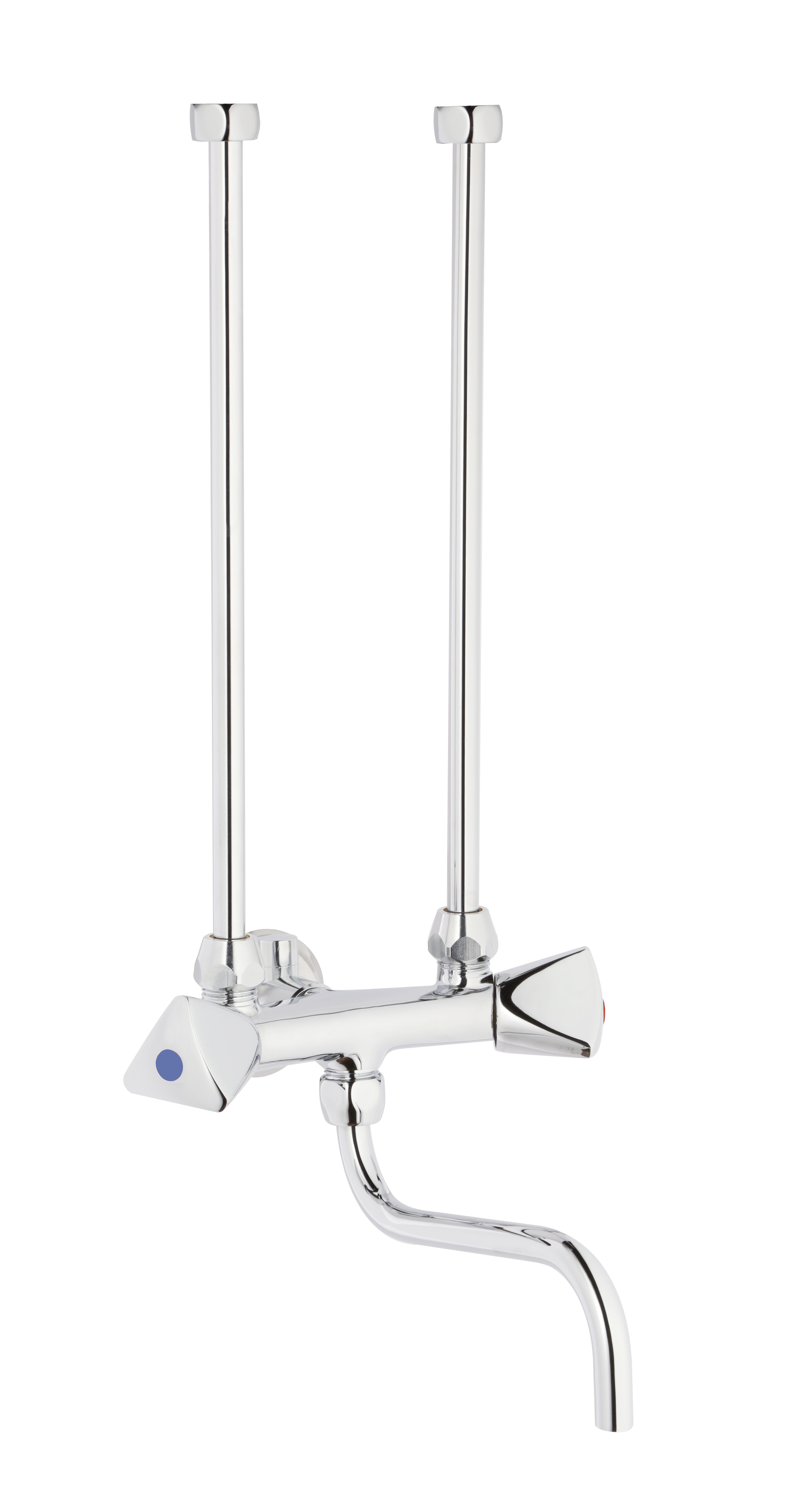 Std. 2-Griff Wand-Spültischarmatur, NIEDERDRUCK f.OT-Speicher, inkl.Rohre, chrom 