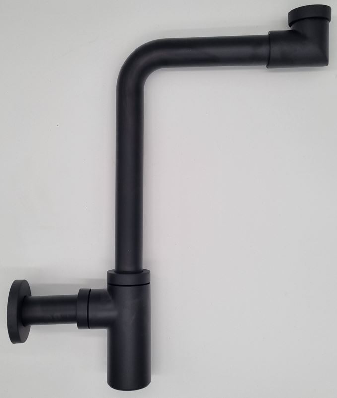 *DESIGN Raumspar-Sifon rund 5/4", Ms SCHWARZ-MATT *ACHTUNG beigepackte Pflegehinweise beachten