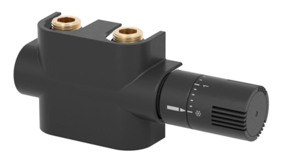 DESIGN Universal Mittenanschlussgarnitur 1/2"xEK, inkl.Blende schwarz-matt, inkl.TH-Kopf schwarz-matt für alle 4 Anschlussvarianten