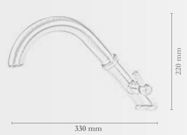 *Standventil "Antik 45°", Metall-Hebelgriff 1/2"AG, A=330mm, H=220mm, Ms bronziert *Achtung Pflegehinweise beachten!