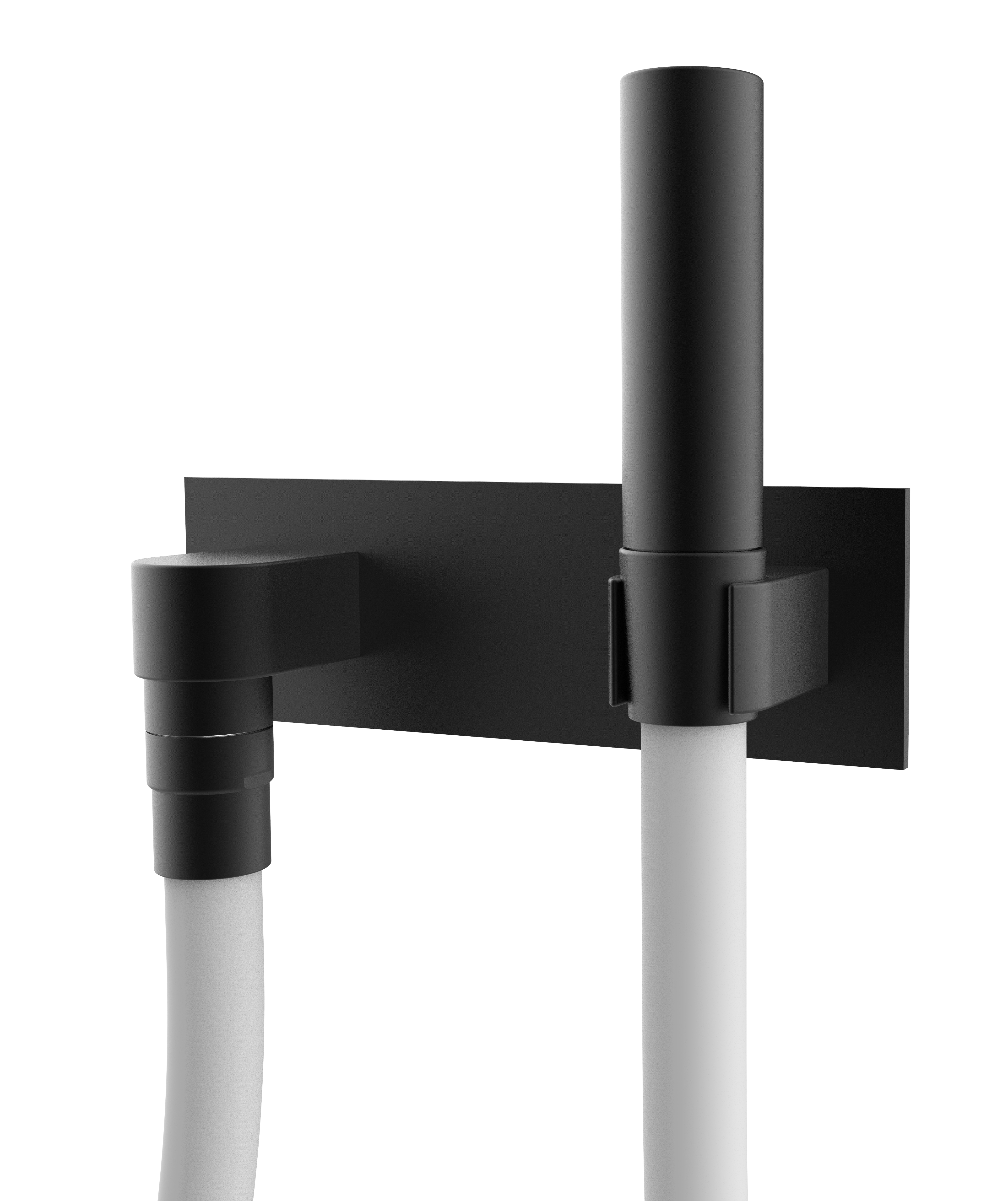 Kneippset Garnitur m.integr.Wandanschlussbogen u.Schlauchhalter, schwarz matt 1/2"Eingang, 3/4"Schlauch 2m, MS 