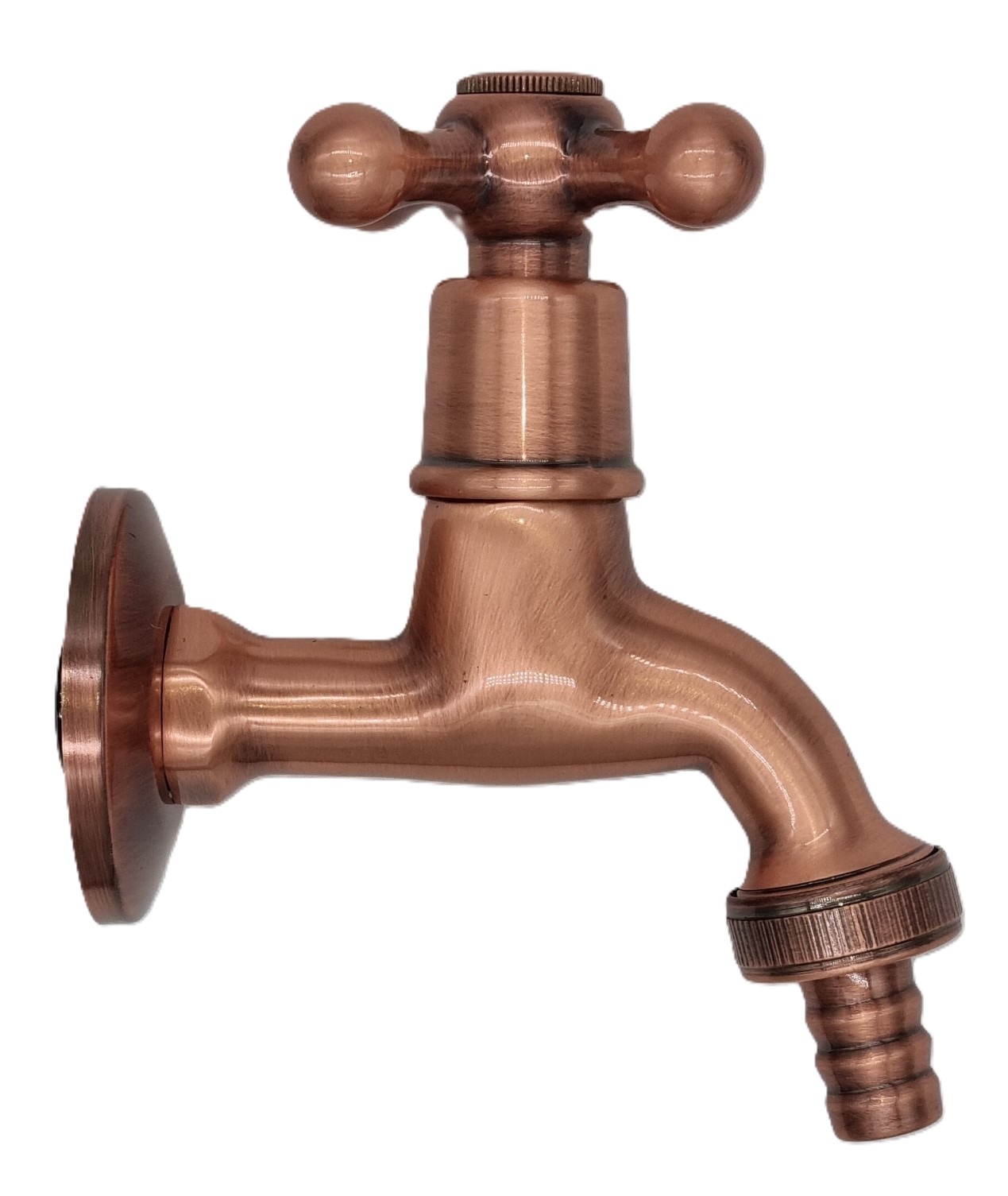 KLASSIK Hahn m.Schlauchverschr. 1/2"AG, L=10cm, inkl.Ros., kupfer  KLASSIK Hahn m.Schlauchverschr. 1/2"AG, L=10cm, inkl.Ros., kupfer