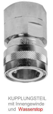 *NITO Kupplungsteil mit Wasserstop 1"IG, Messing verchromt *Vorabsperrung erforderlich, WSK dürfen nicht permanent unter Druck stehen
