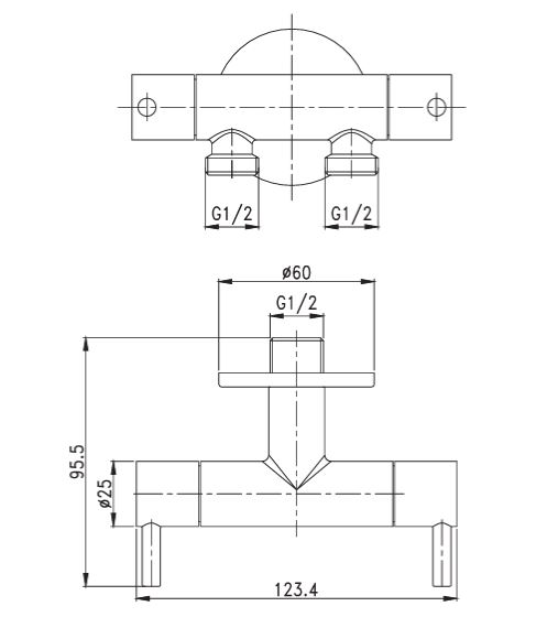 DESIGN Doppel Geräteanschlussventil 1/2"AGx1/2"AG-1/2"AG 