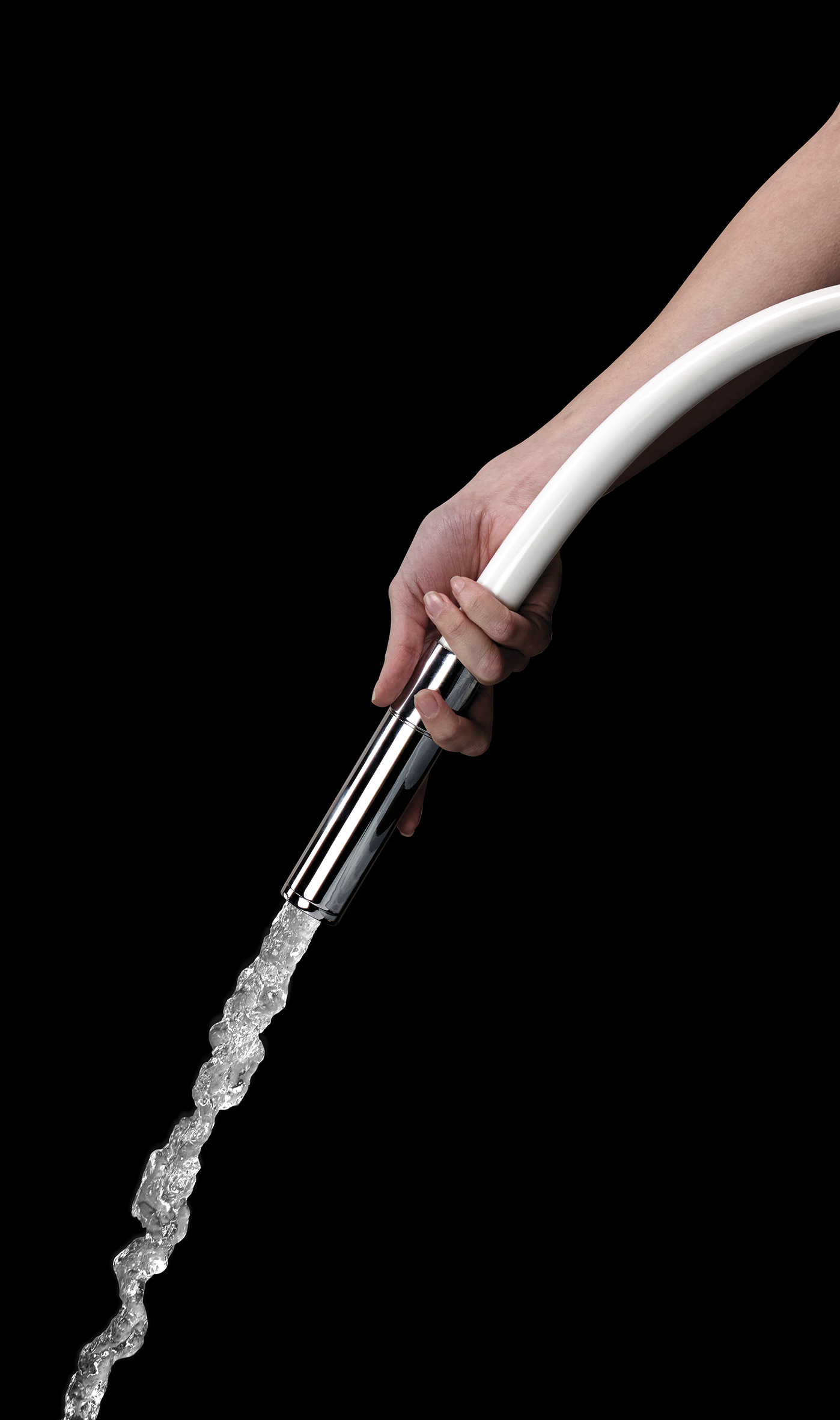 Kneippset Garnitur m.integr.Wandanschlussbogen u.Schlauchhalter 1/2"Eingang, 3/4"Schlauch 2m, MS chrom 