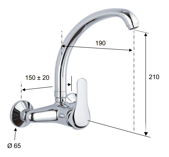 Std. Einhebel Wand-Spültischarmatur Abgang oben, schwenkbar, chrom 