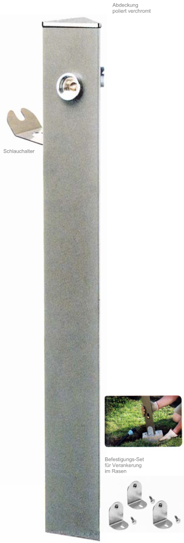 Alu Wasserzapfsäule "Duo" inkl.Schlauchhalter u.3-Bodenbef.-Winkel 