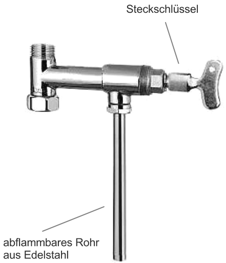 Aufsatz Probenahmeventil f. Eckventil 3/8"IGx3/8"AG, abflammbares Rohr 