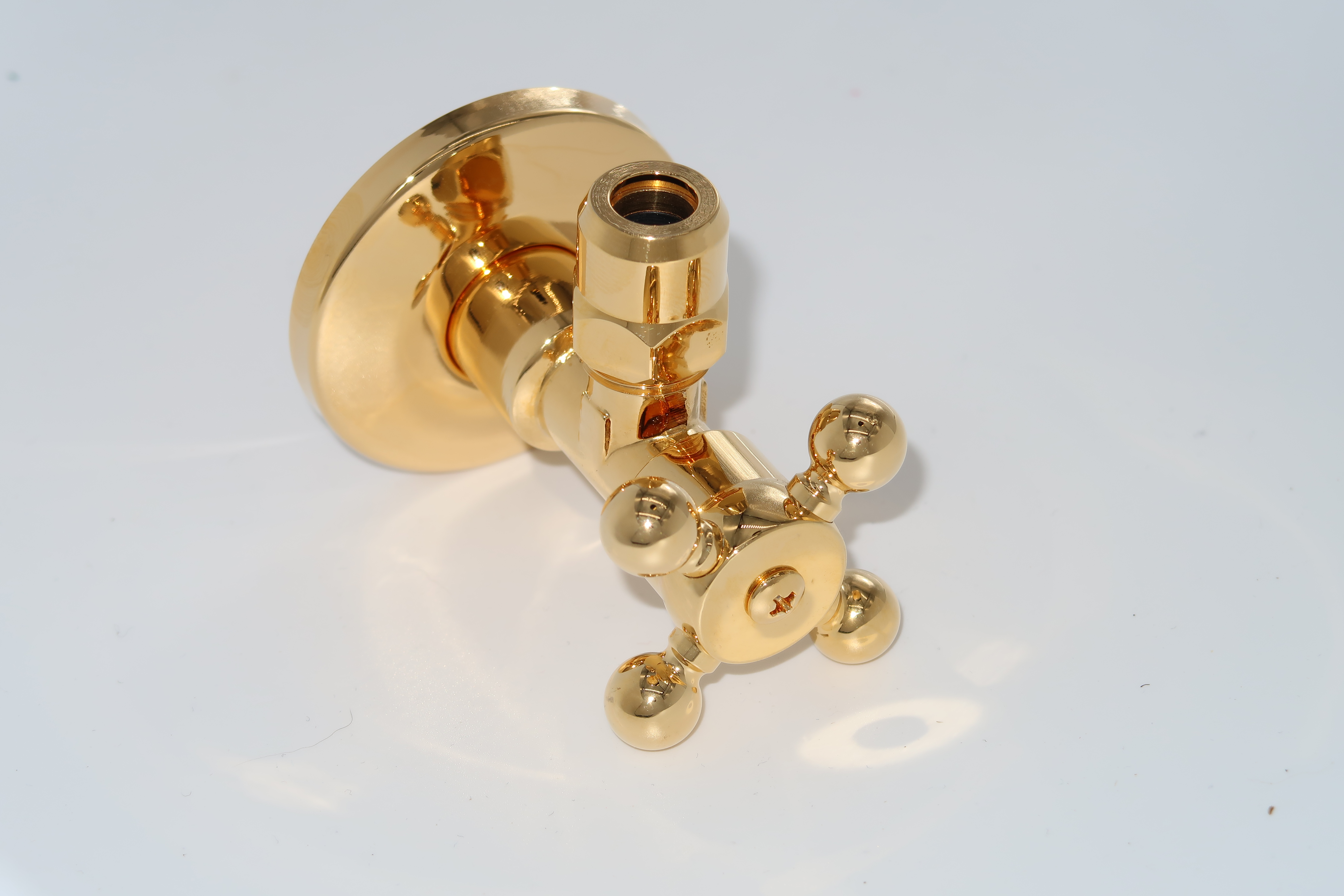 *Eckventil mit Kreuzgriff Retro 1/2"AGx10mm, Messing vergoldet *ACHTUNG beigepackte Pflegehinweise beachten