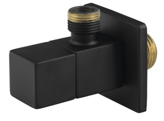 *DESIGN Eckventil eckig 1/2"AGx3/8"AG, Messing schwarz-matt *ACHTUNG beigepackte Pflegehinweise beachten