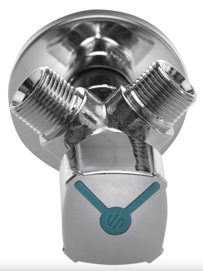 Eckventil "Dual" Ms verchromt 1/2"AG-Abg.2x3/8"AG Eckventil "Dual" Ms verchromt 1/2"AG-Abg.2x3/8"AG