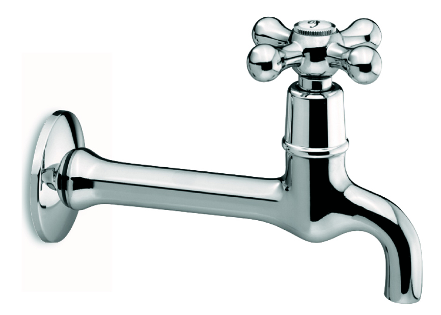 KLASSIK Hahn m.Schnabelausl. 1/2"AG, L=15cm, inkl.Ros., chrom 