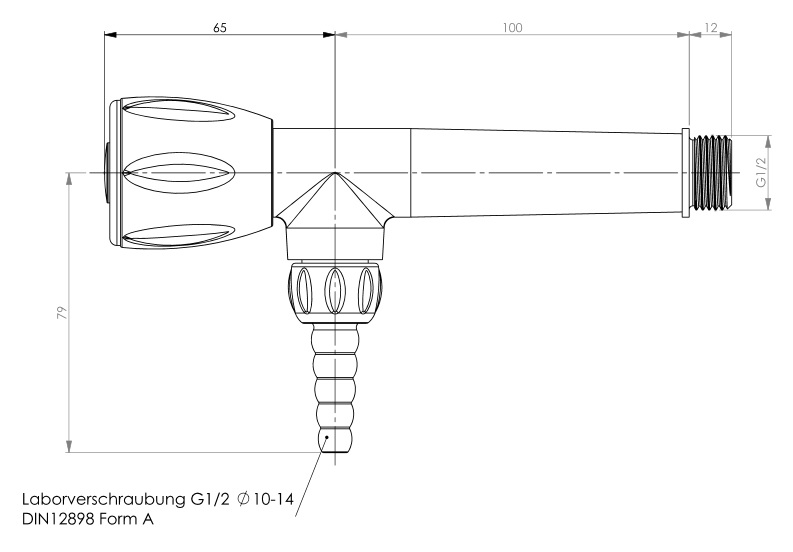 *Labor PVDF-Eckventil "WDC" A=100mm, KS-Keramik-OT.90° 1/2"AGx1/2"Lab-VS(10-14mm), RAL7035 *Laborarmaturen sind von einer Rückgabe ausgeschlossen