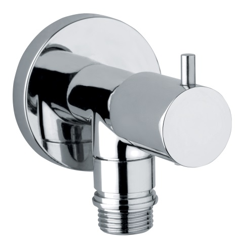 DESIGN Eckventil m.Hebelgriff "M"  massive Ausführung 1/2"AGx1/2"AG, Messing verchromt 