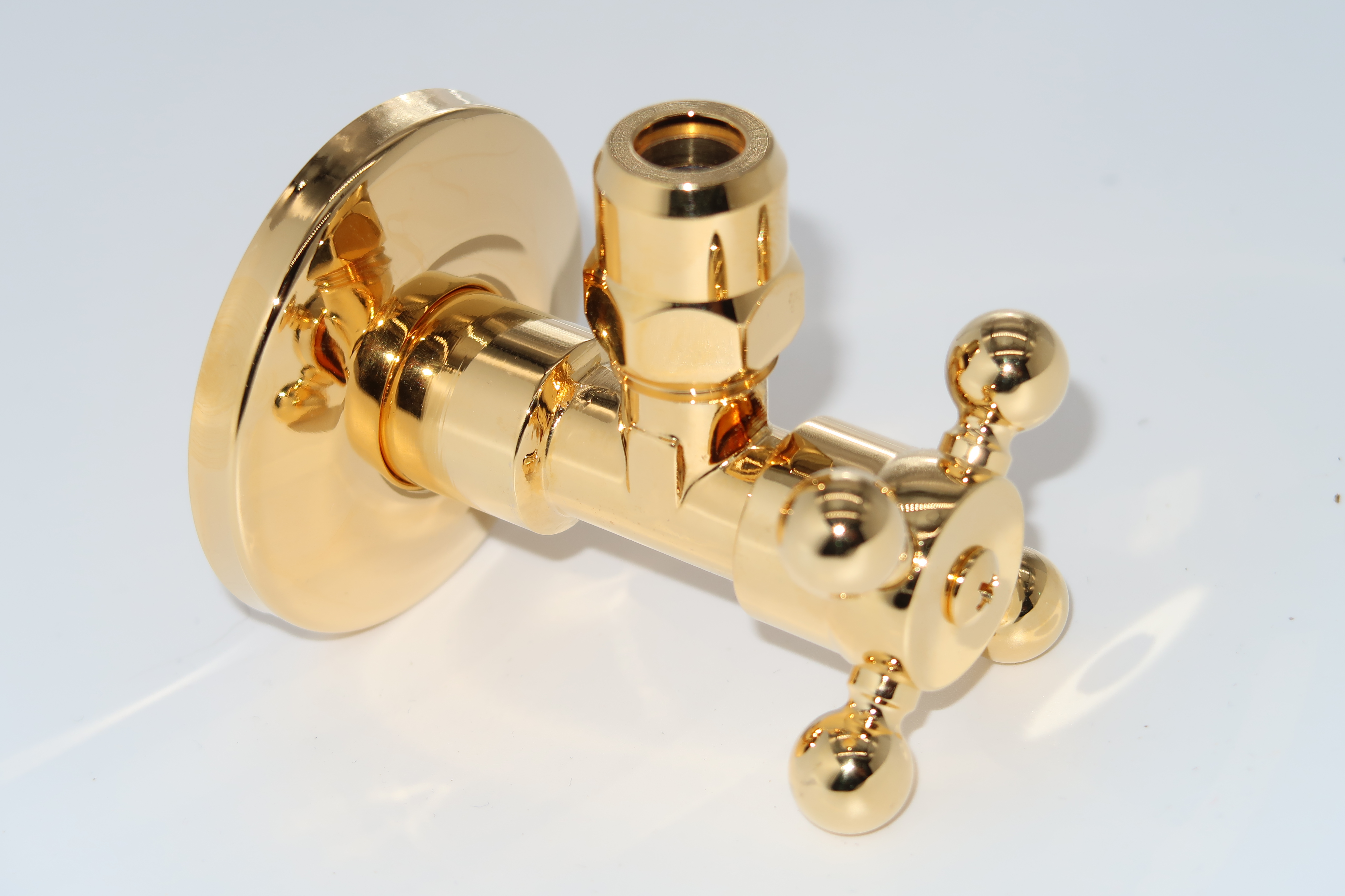 *Eckventil mit Kreuzgriff Retro 1/2"AGx10mm, Messing vergoldet *ACHTUNG beigepackte Pflegehinweise beachten