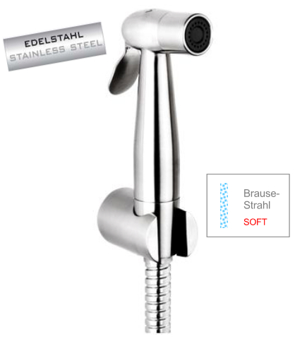 *BIDET / WC Set "BANGKOK 2" Softstrahl inkl.Schl/WH, 1/2"IG, Edelstahl sat. *ACHTUNG Beipackzettel beachten
