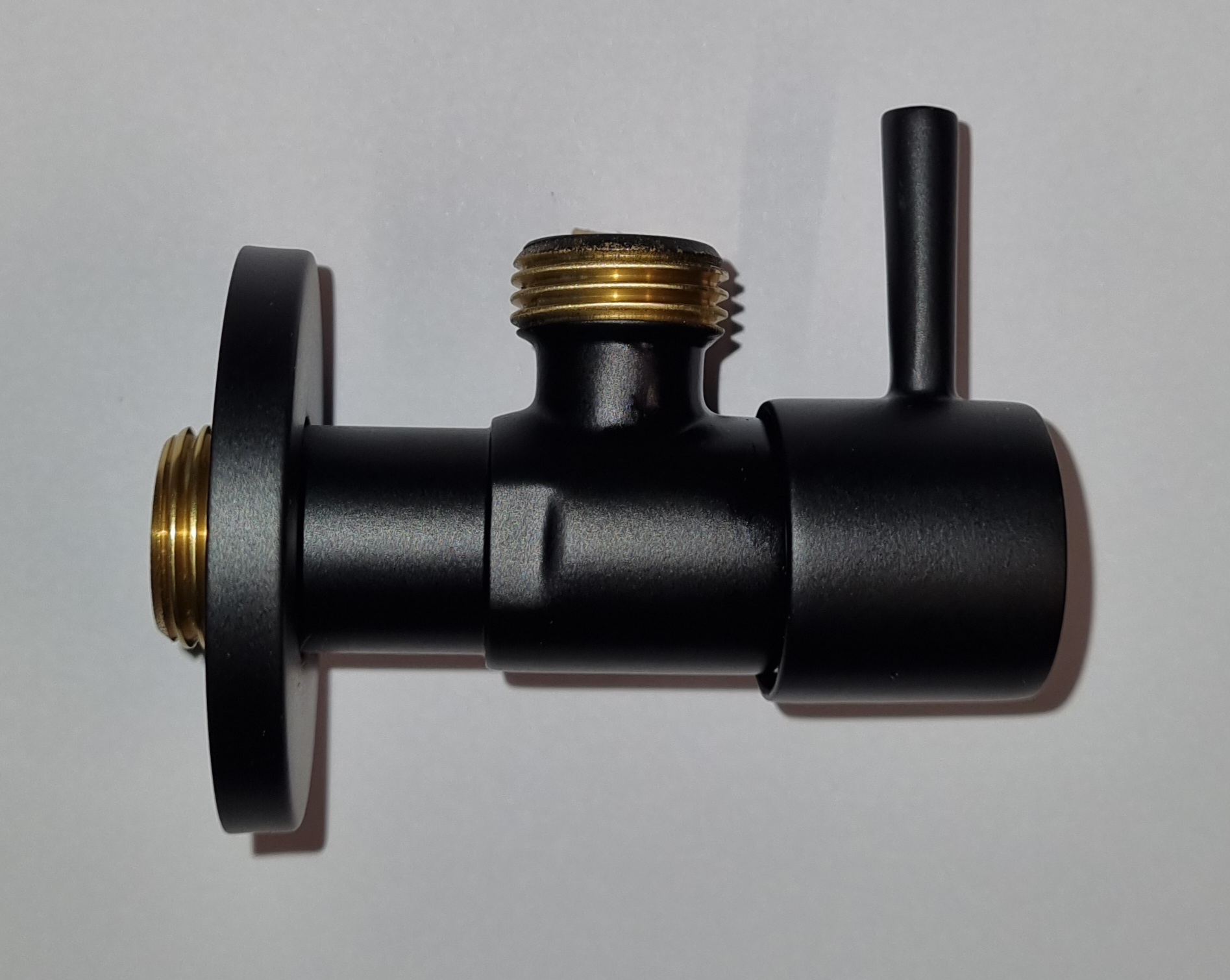 *DESIGN Eckventil m.Hebelgriff "M" 1/2"AGx1/2"AG, Messing schwarz-matt *ACHTUNG beigepackte Pflegehinweise beachten