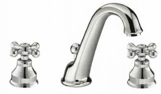 *KLASSIK Dreiloch Waschtischarmatur Guss-Ausl, Abl-Gar, BRONZE *ACHTUNG beigepackte Pflegehinweise beachten