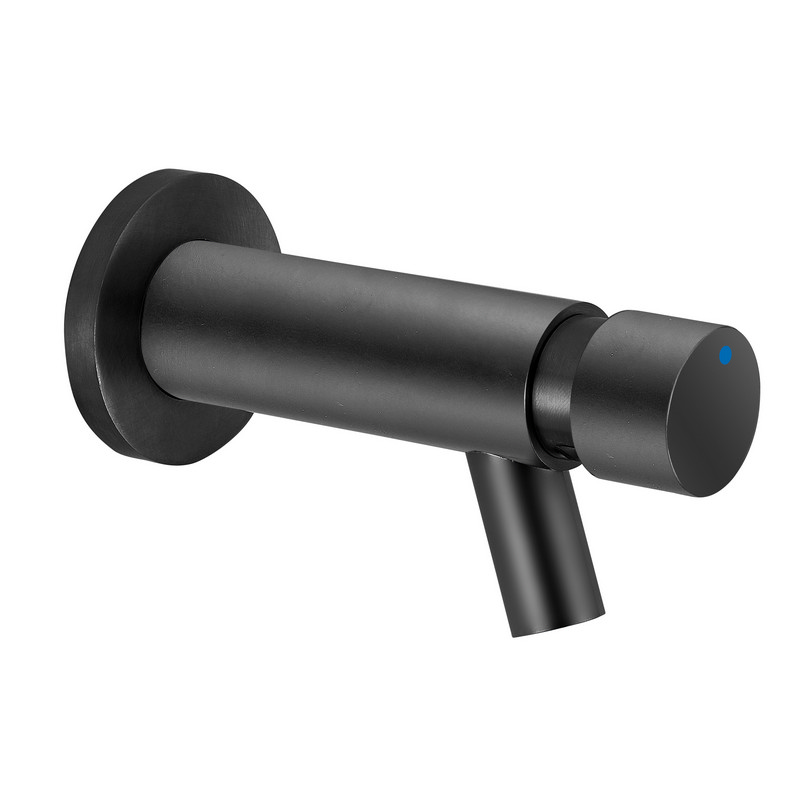 *Selbstschluss Wand-Auslaufventil 1/2"AG Ms schwarz-matt, A=105mm, ca.15s@3bar *Achtung Pflegehinweise beachten! *Selbstschluss Wand-Auslaufventil 1/2"AG Ms schwarz-matt, A=105mm, ca.15s@3bar *Achtung Pflegehinweise beachten!