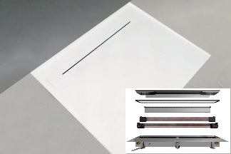 Unocconi Joulia Twinline 10-Rohr lang Duschrinne m.Wärmetauscher, m.Abdeckung geschliffen wandseitige Montage 