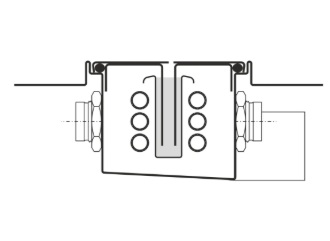 Unocconi Joulia Twinline 6-Rohr kurz Duschrinne m.Wärmetauscher, m.Abdeckung geschliffen wandseitige Montage 