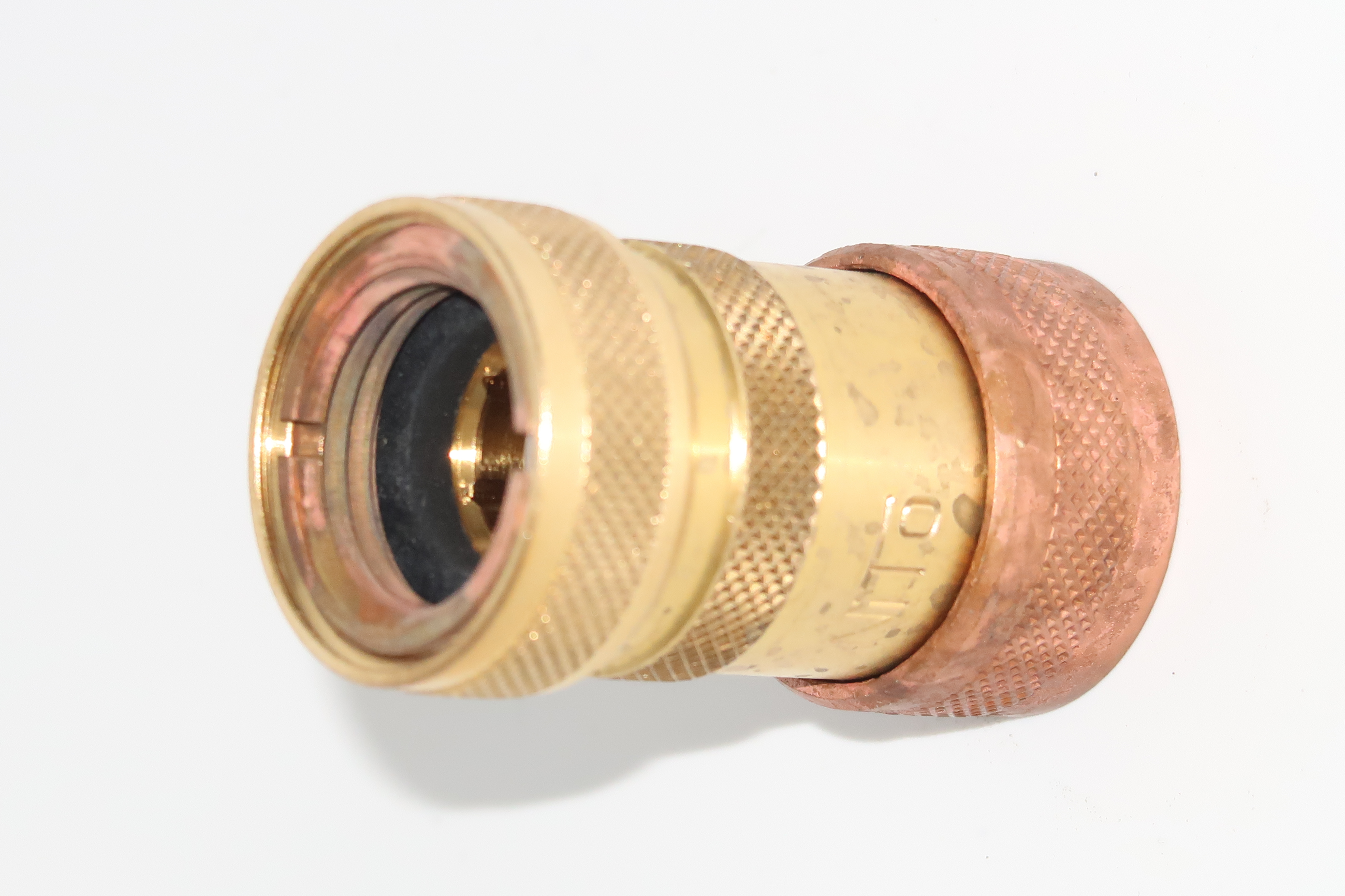 *NITO Messing Steckkupplung m. Stop 1/2"IG, Ms blank (entchromt) *Vorabsperrung erforderlich, WSK dürfen nicht permanent unter Druck stehen