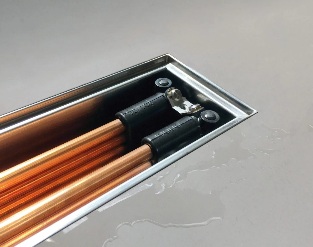 Unocconi Joulia Twinline 6-Rohr lang Duschrinne m.Wärmetauscher, m.Abdeckung geschliffen wandseitige Montage 