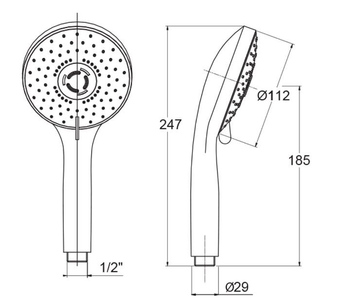 Handbrause "DESIGN 3" 3-strahlig 1/2"AG, Antikalknoppen, ABS bronze *Achtung Pflegehinweise beachten!
