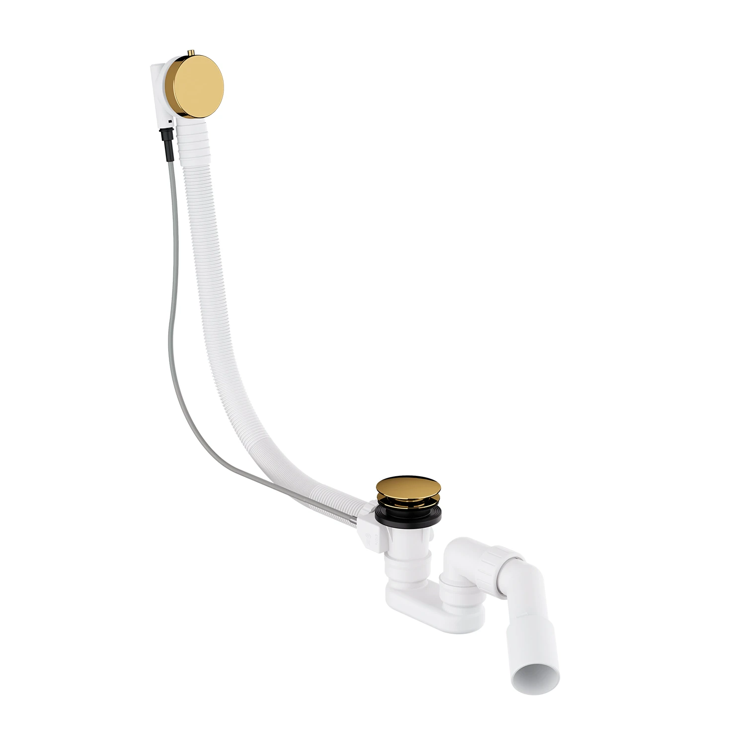 *BW-Ab-u.Überlaufgarnitur Minimal 56-65cm, Sichtteile Messing GOLD *ACHTUNG beigepackte Pflegehinweise beachten