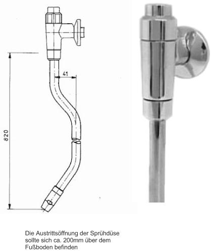 Fußsprühstelle mit Vorabsperrung Aufputzmontage 