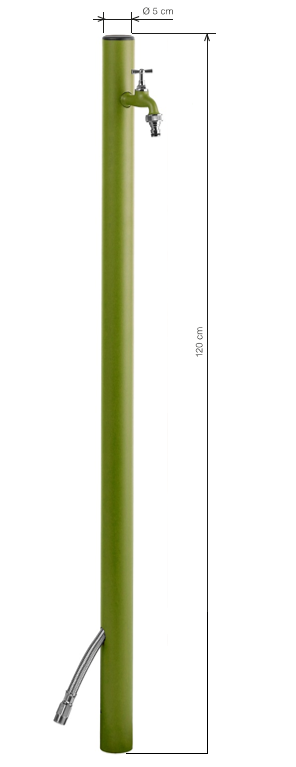 Alu Wasserzapfsäule "Single" GRÜN inkl.Schlauchhalter u.3-Bodenbef.-Winkel 