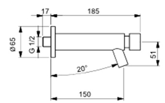 *Selbstschluss Wand-Auslaufventil 1/2"AG Ms Brushed Gold , A=185mm, ca.15s@3bar *Achtung Pflegehinweise beachten!