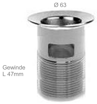 Ventil Kelcheinsatz mit verlängertem Gewinde Ms verchromt 