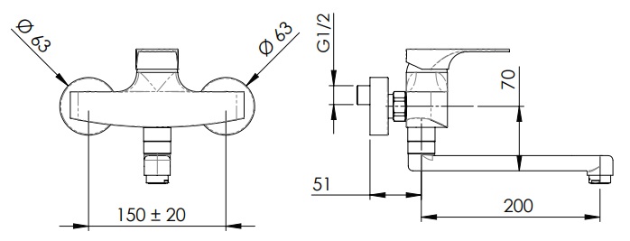 *Wand-Spt-Einhebelmischer m.Schwenkauslauf Ms schwarz-matt, A=200mm *ACHTUNG beigepackte Montage- u. Pflegehinweise beachten