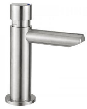 Selbstschluss Waschtisch-Standventil 1/2"AG, Edelstahl gebürstet ca.15sec@3bar