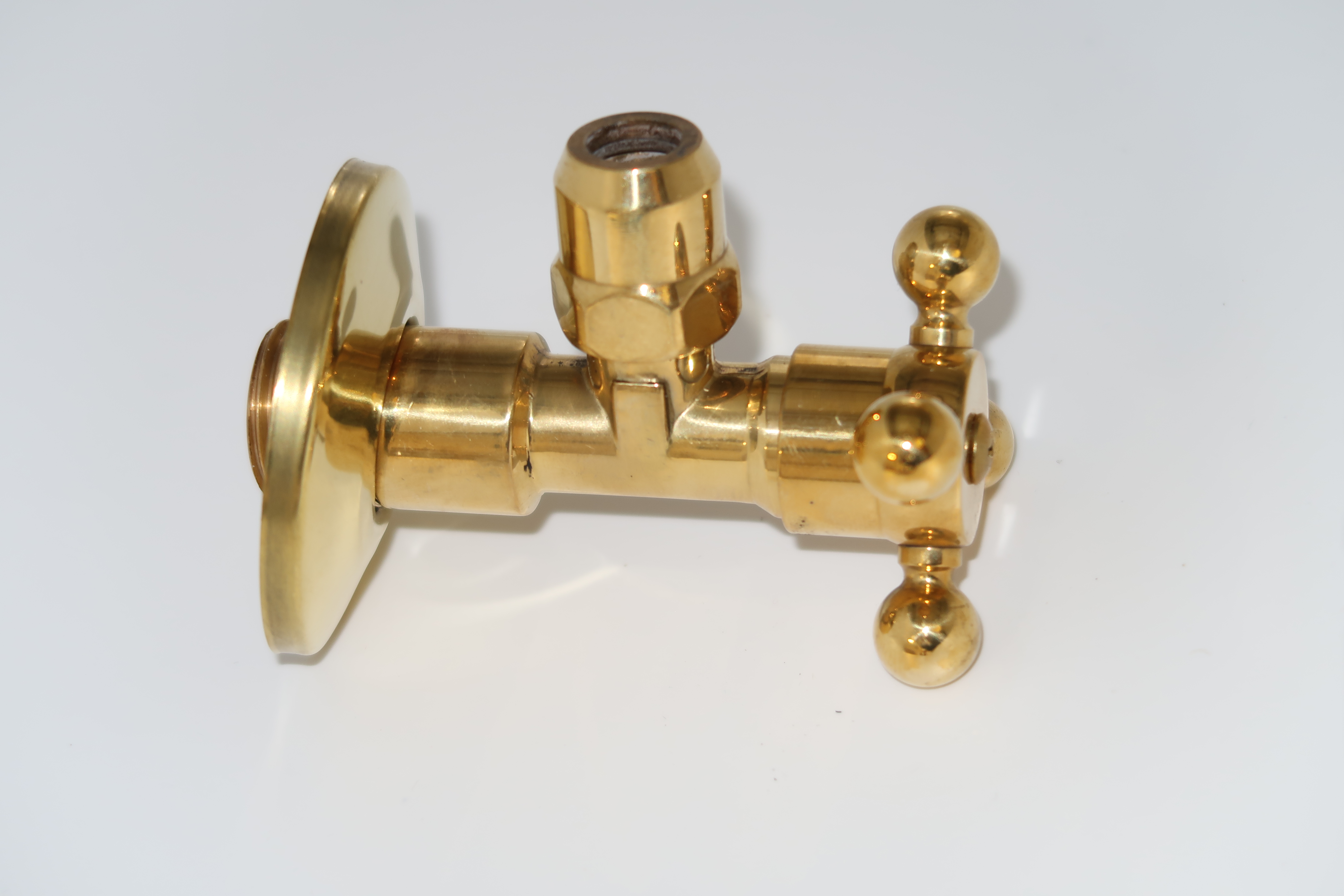 *Eckventil mit Kreuzgriff Retro 1/2"AGx10mm, Messing poliert *ACHTUNG beigepackte Pflegehinweise beachten