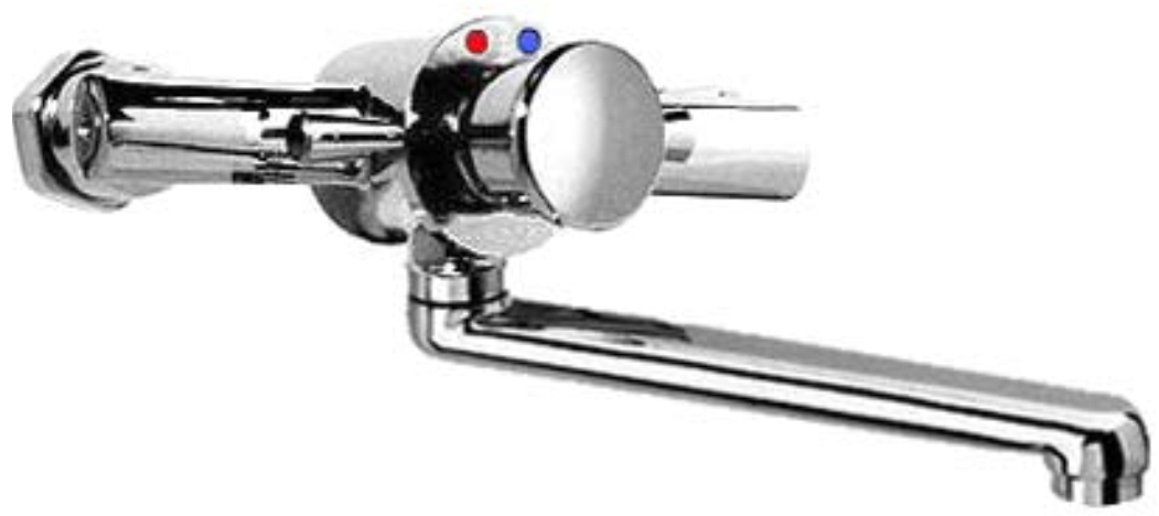 *Selbstschluss Wandbatt. Abg. unten, chrom Auslauf=200mm, inkl.S-Anschl."RK"u.Ros. *Bedienungshinweise/Beipackzettel beachten