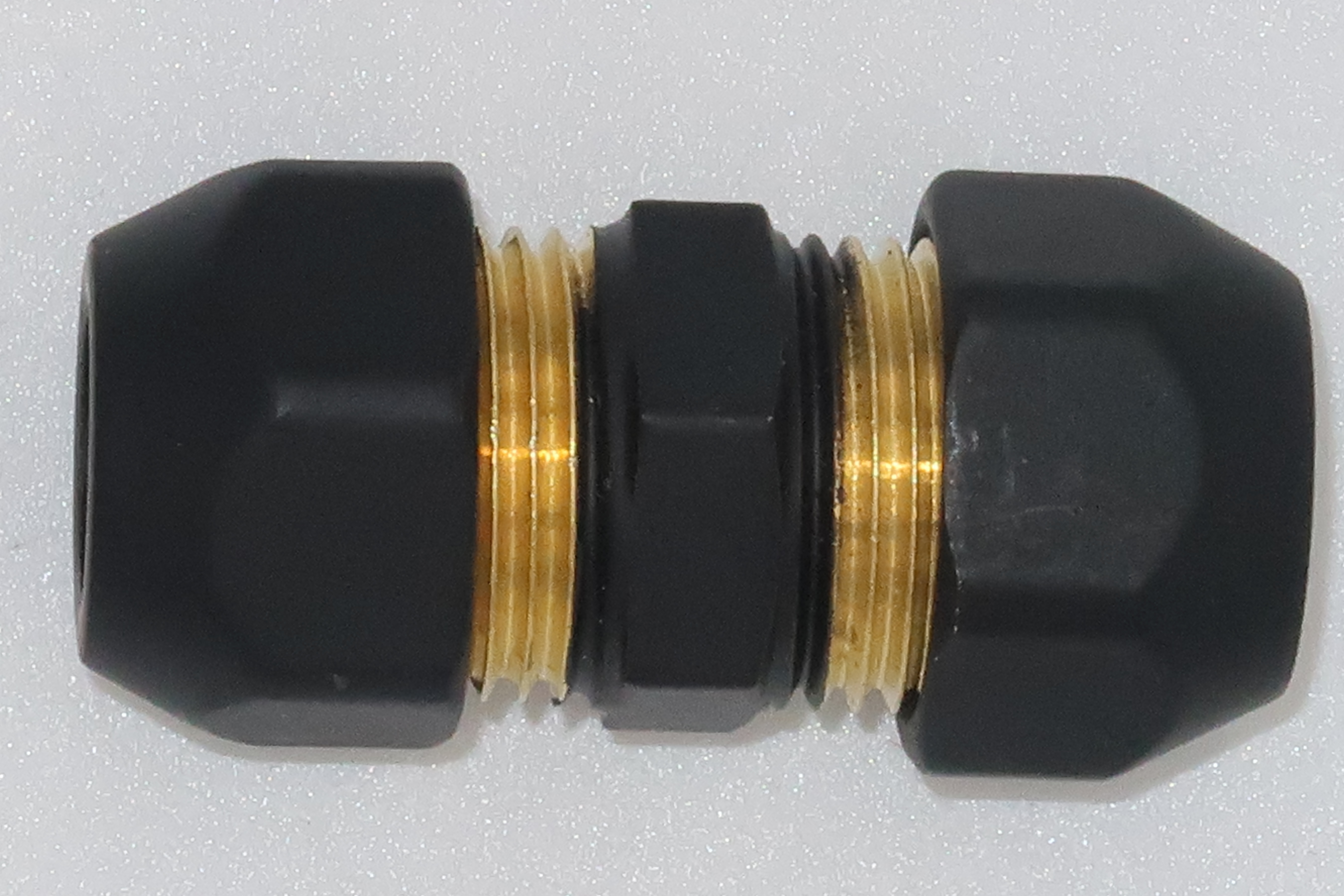Gerade Doppelnippel-Quetschverschr. 3/8"-10x10mm, Messing schwarz-matt 