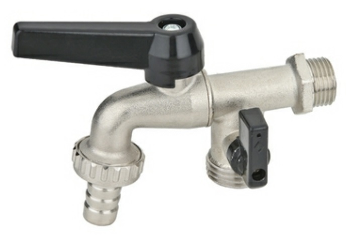 Auslauf Kugelhahn - schw. Ausführung 1/2"x3/4"AG, mit 2. Absperrventil 