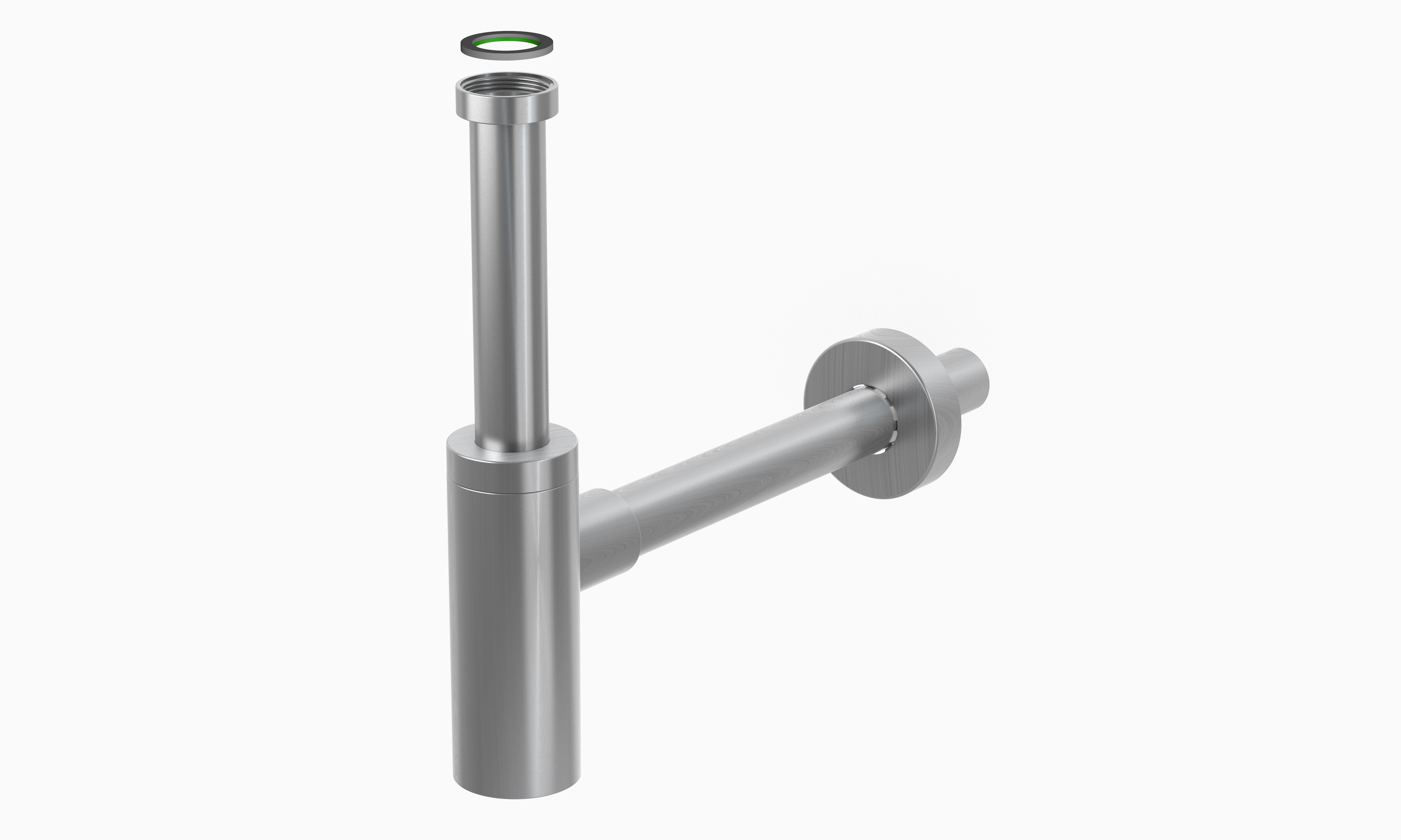 *DESIGN Sifon rund 5/4", Edelstahl-satiniert *Achtung Pflegehinweise beachten!