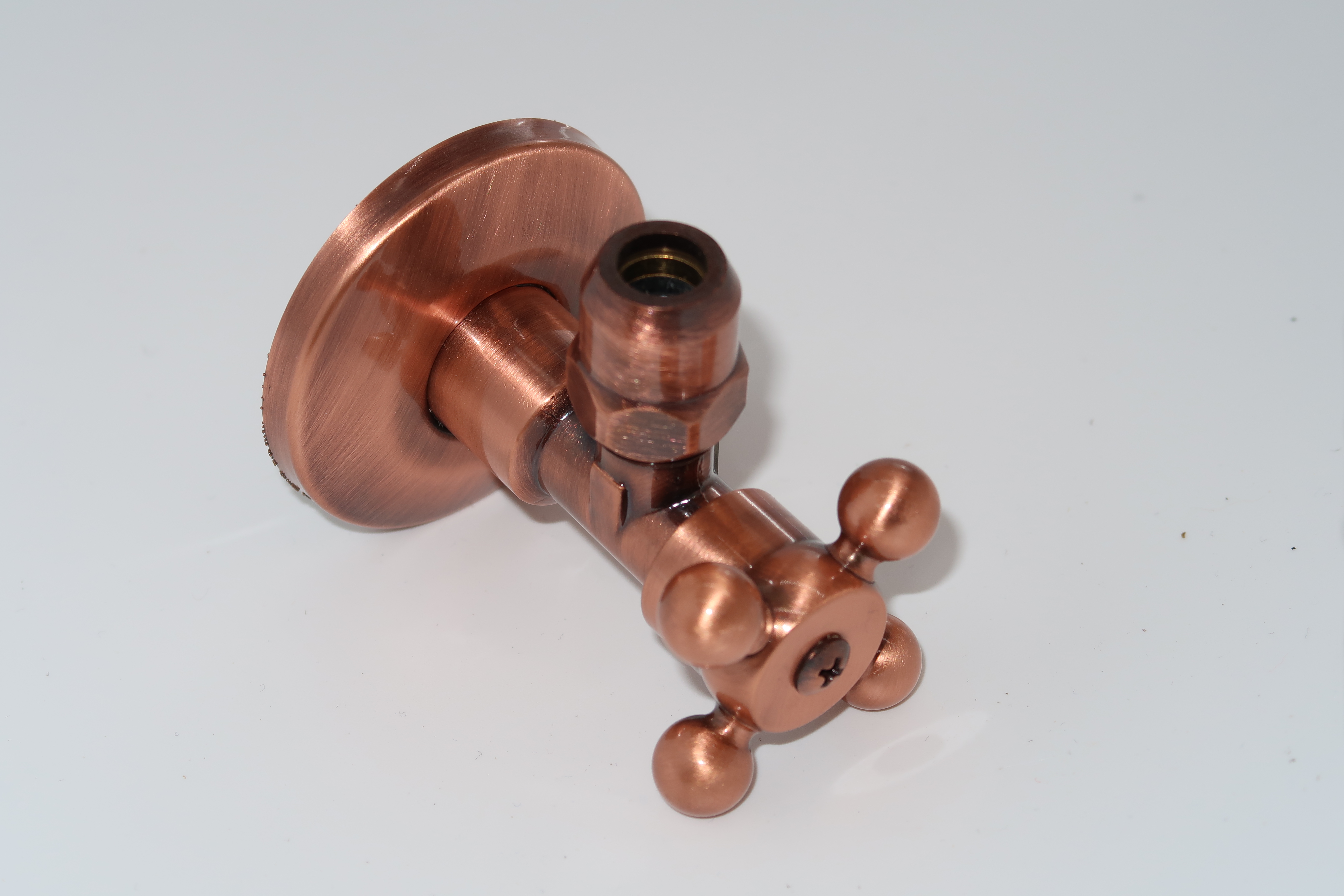 *Eckventil mit Kreuzgriff Retro 1/2"AGx10mm, Messing KUPFER *ACHTUNG beigepackte Pflegehinweise beachten