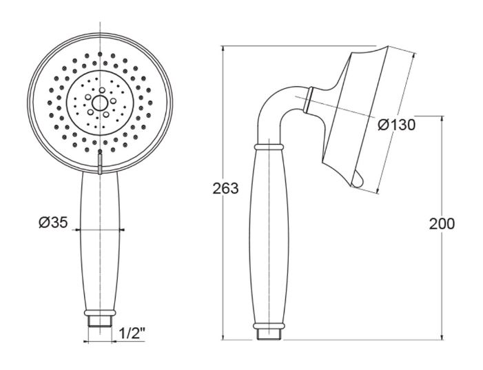 KLASSIK Handbrause Retro "Nr.3" 1/2"AG, ABS chrom 